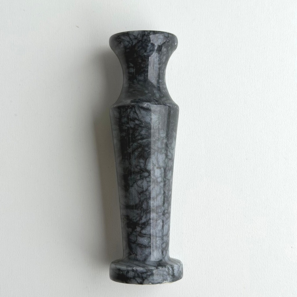 Vintage Handcragted Marble Bud Vase Grey Polished‎ Stone 4.5" Art Deco Old World